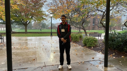 male student on campus